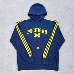 University Of Michigan Mens Size M Navy Blue Addias University Hoodie